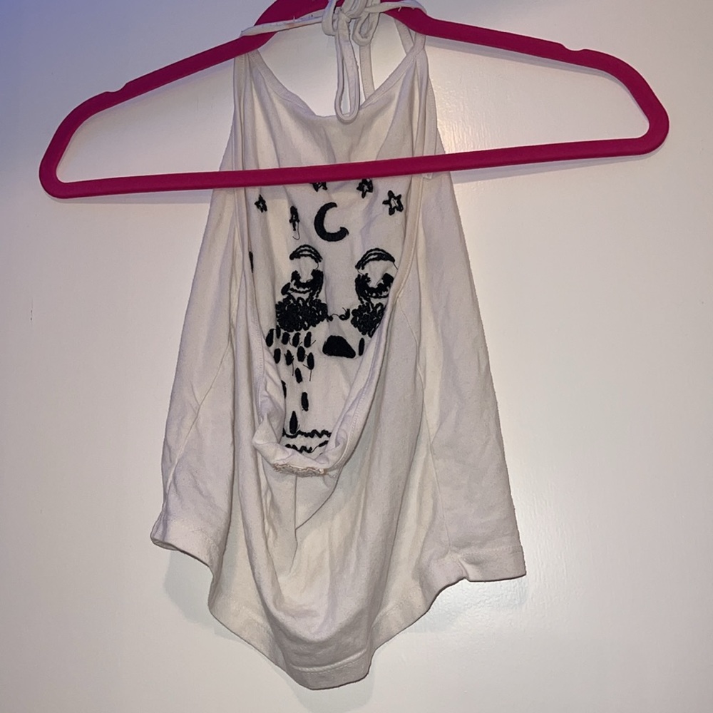 Brandy Melville vintage crying halter size S embroidered crop top shirt … - Picture 5 of 8